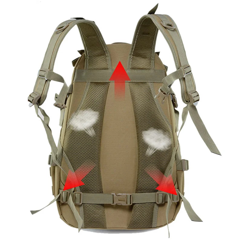 40L Camping Backpack Men's Bag Travel Bags Tactical Molle Climbing Rucksack Hiking Outdoor Reflective Shoulder Fishing Bag